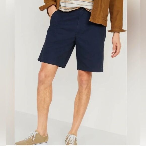 NWT OLD NAVY Shorts Chino Size 33 Navy Broken In Straight Adult - Picture 1 of 10